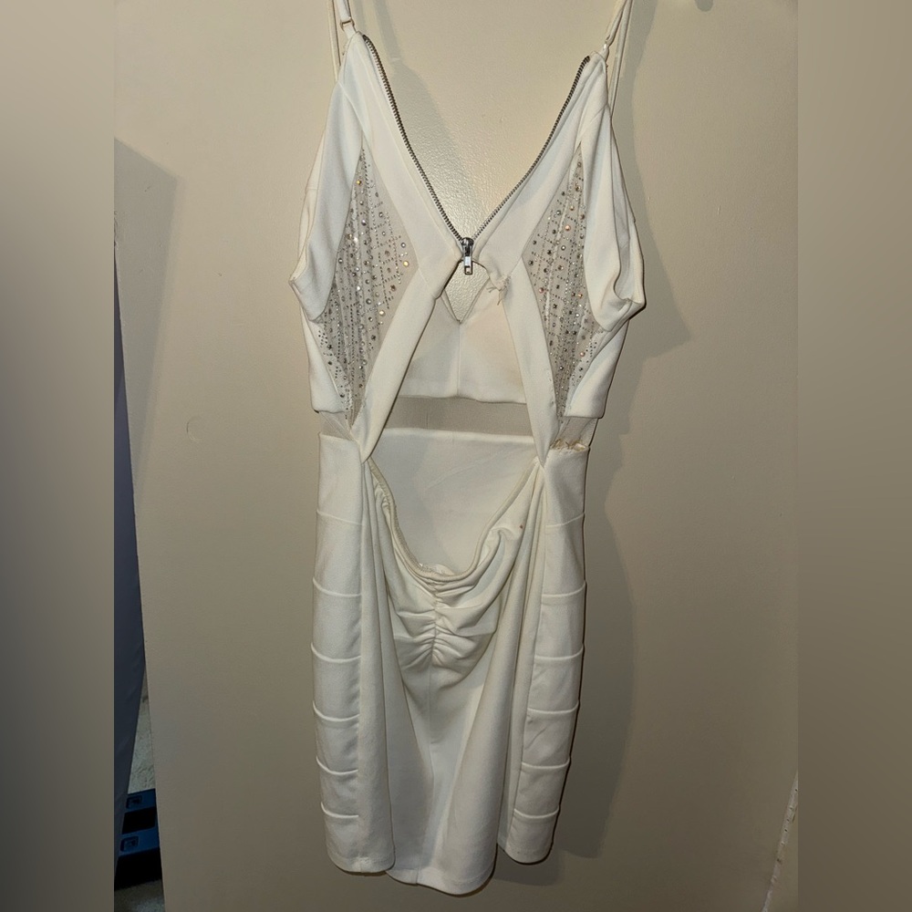 White dress with open back
